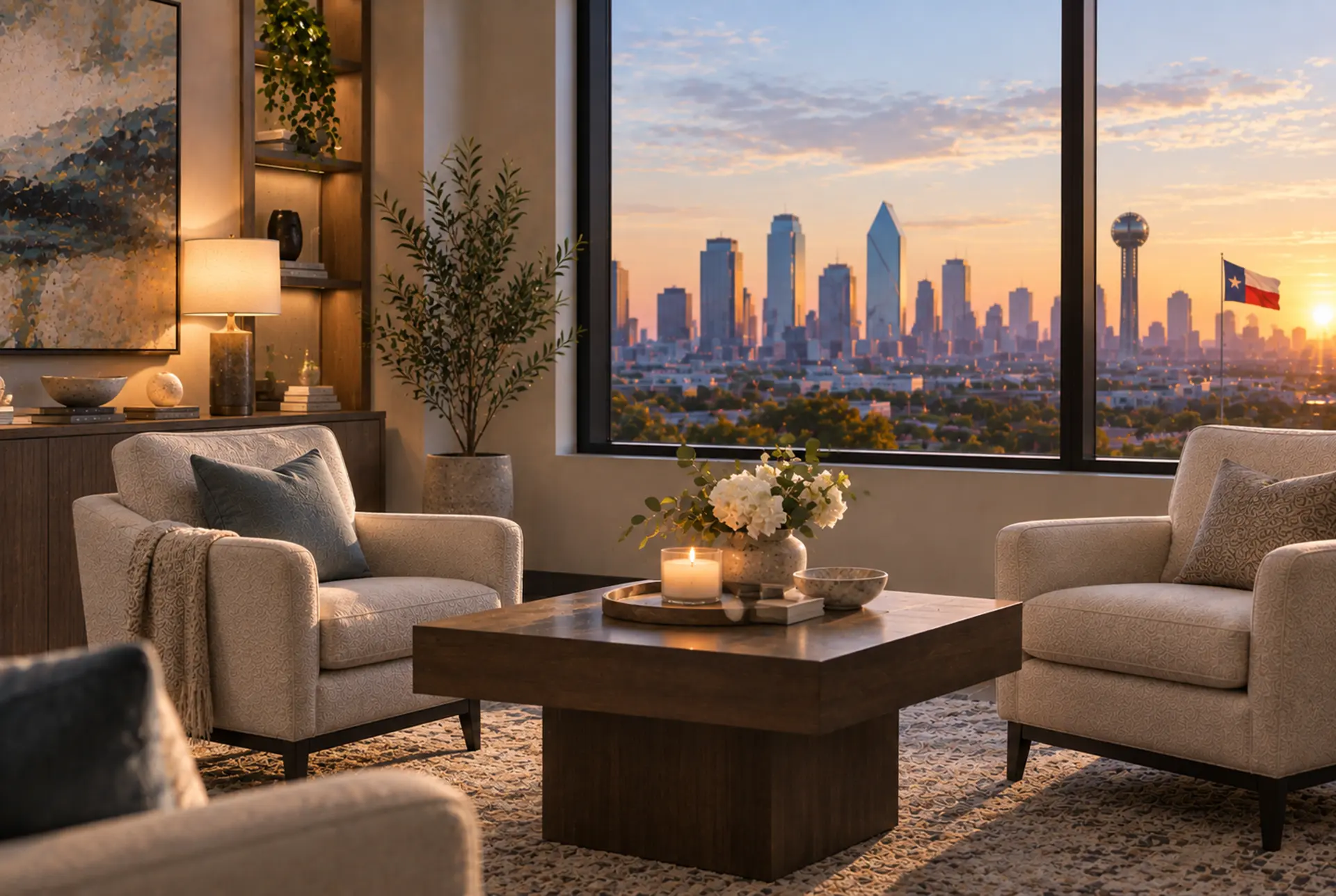 Calm outpatient body dysmorphic disorder treatment room in Dallas.