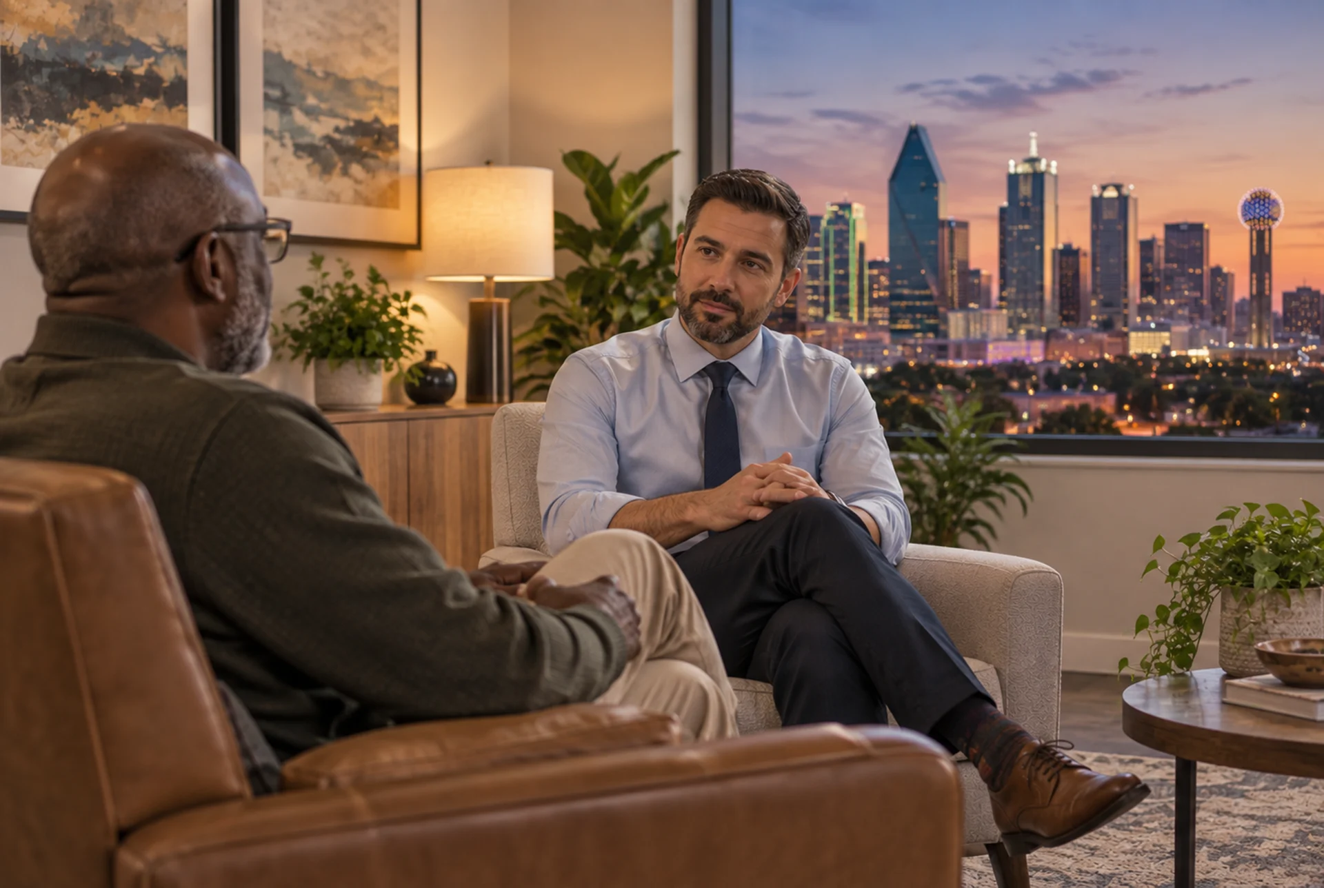 Therapist meeting with a client during a counseling session.