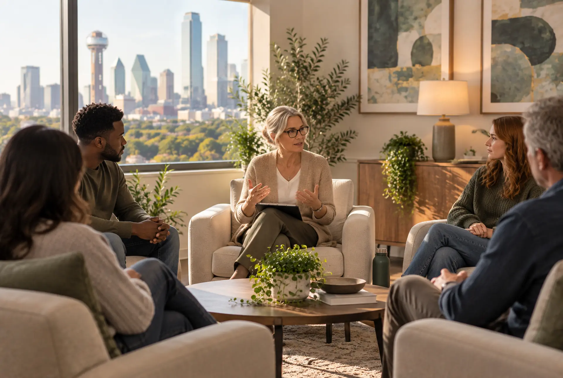 Group therapy at Saltwood Mental Health in Dallas