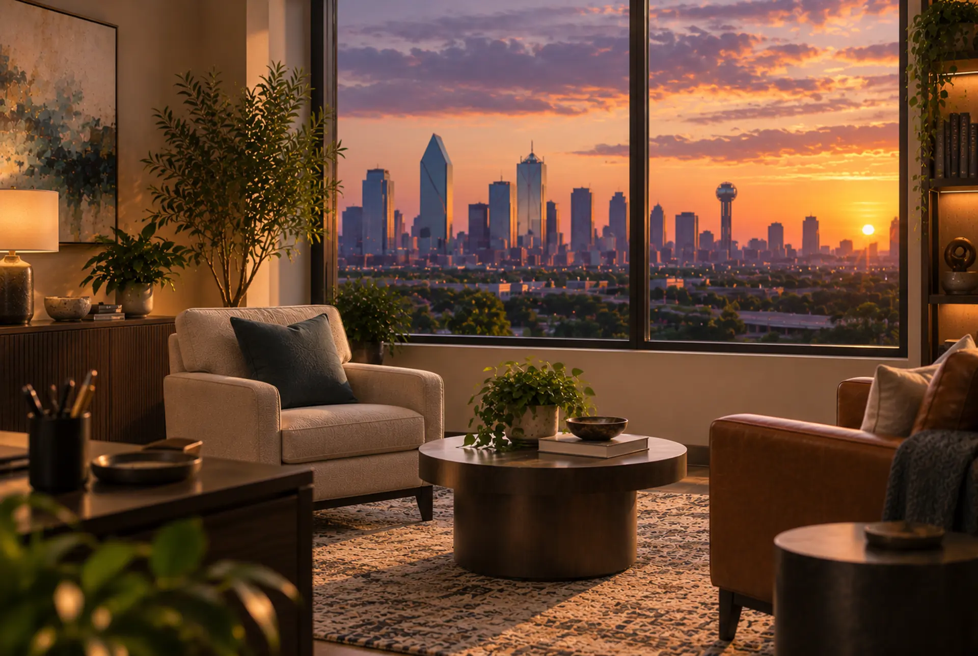 Calm outpatient OCD and intrusive thoughts treatment room in Dallas.