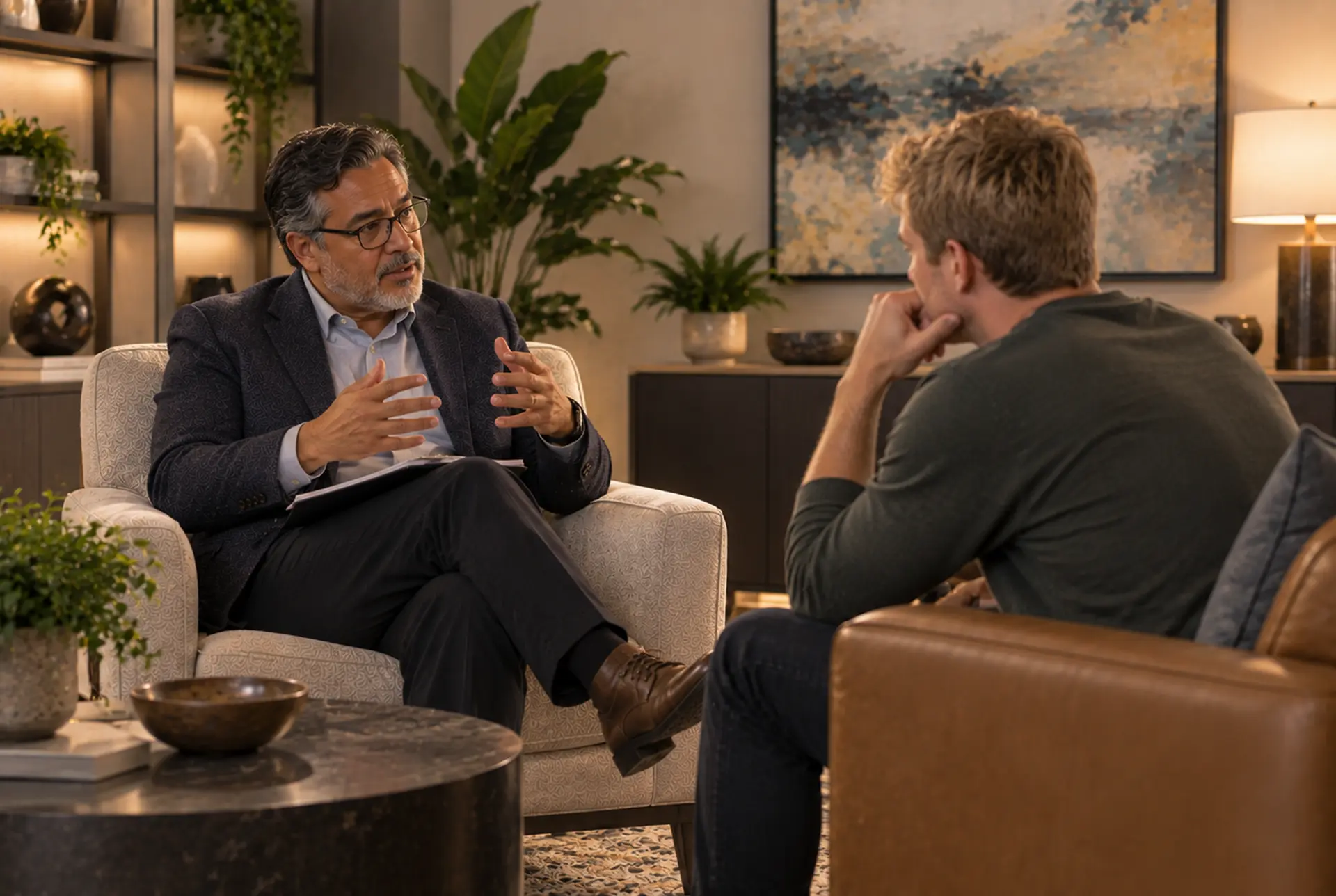 Therapist guiding an adult client through ERP therapy in Dallas.