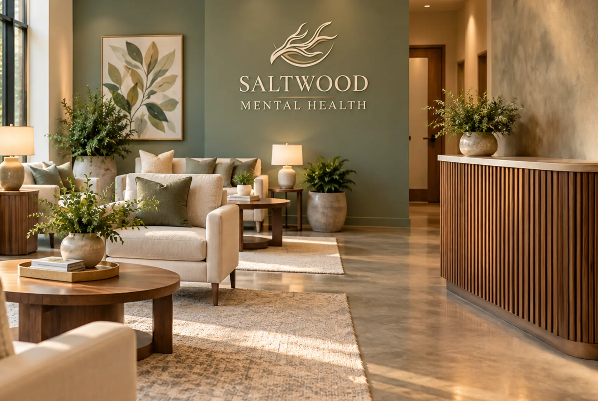 Reception area for Orthorexia Treatment at Saltwood Mental Health in Dallas, Texas