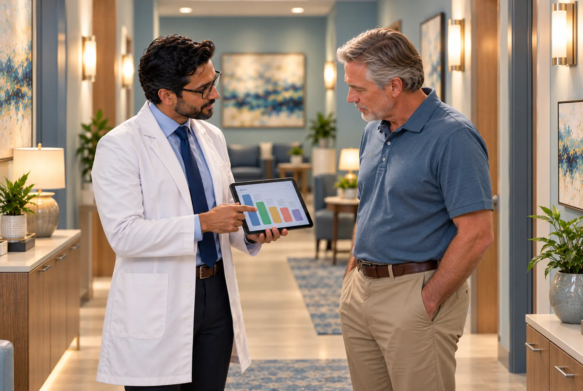 Clinician and adult client discussing the right level of care.