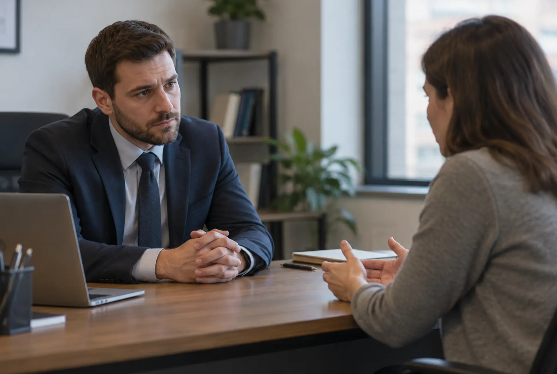 Two adults sitting in silence after a difficult conversation