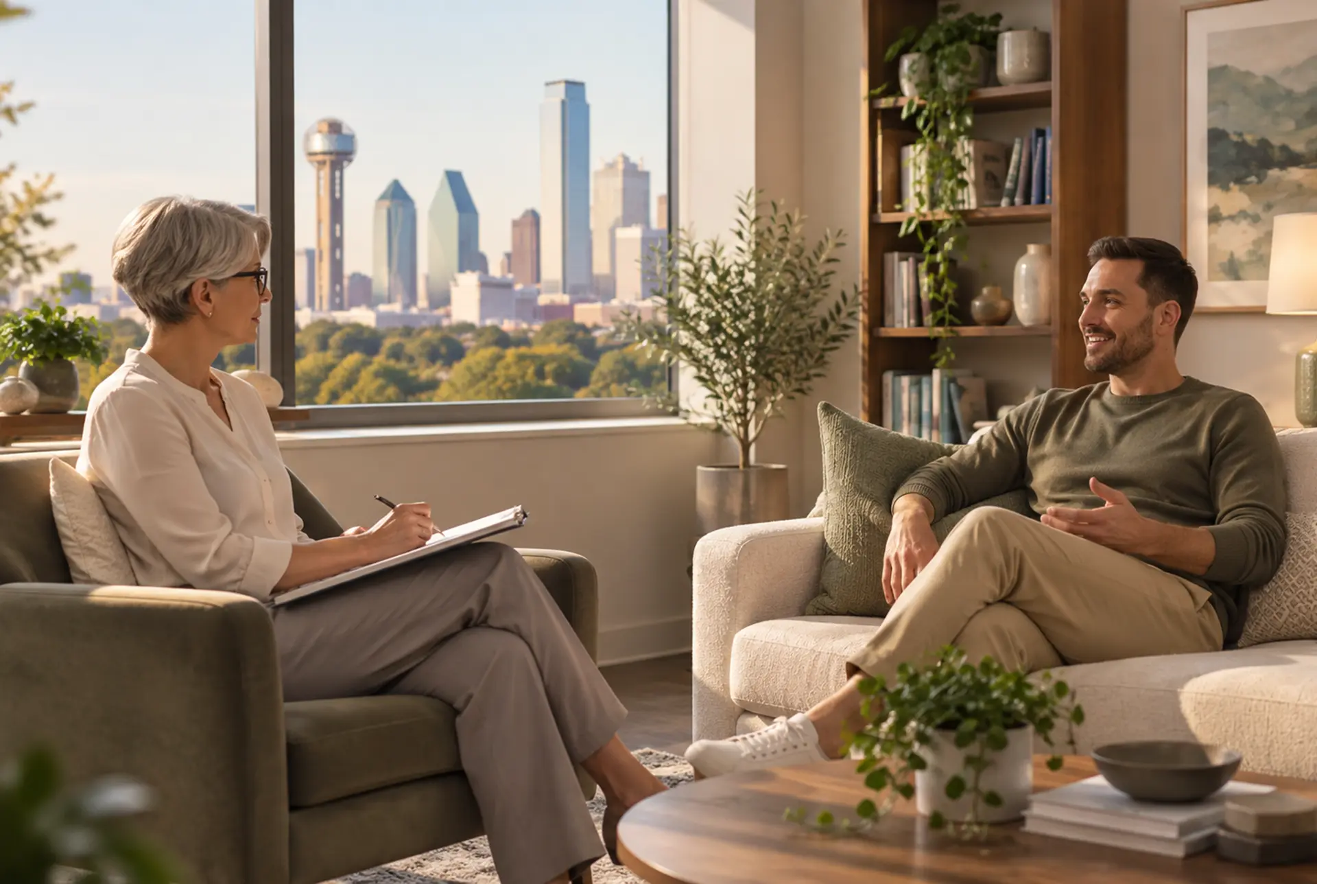 Mental health provider listening during an individual consultation.